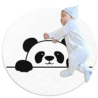 Baby Rug Cartoon Panda Kids Round Play Mat Infant Crawling Mat Floor Playmats Washable Game Blanket Tummy Time Baby Play Mat 27.6x27.6 inches