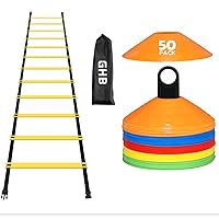 Agility Ladder 1 Pack and Disc Cones 50 Pack 2 Carrying Bag