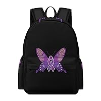 Alzheimers Awareness Butterfly Durable Backpack Lightweight Bag with Main Compartment and Pockets Casual Travel Laptop Daypack