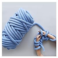 Chunky Yarn,Arm Knitting Yarn 250g Chunky Knit Blanket Yarn Cotton Braid Tube Super Chunky Bulky Arm Knitting Alternative Yarn (Color : Blue)