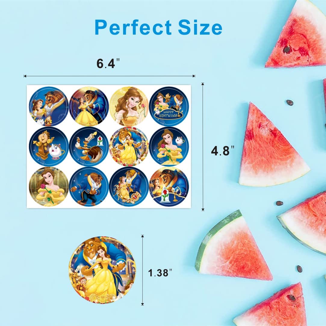 120pcs Beauty and The Beast Stickers, Princess Belle Party Favors Supplies for Beauty and The Beast Birthday Decorations