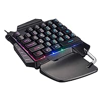 Single Hand Keyboard D15 Ergonomic Single One Hand Backlit Gaming Keyboard USB Wired Keypad for PC Photo Color