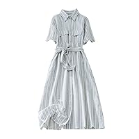 Summer Dresses for Women 2024 Fashion Solid Color Double Layer Cotton Linen Dress Cute Casual Beach Long Maxi Dress