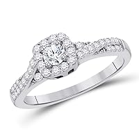 The Diamond Deal10kt White Gold Womens Round Diamond Solitaire Bridal Wedding Engagement Ring 1/2 Cttw
