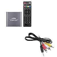 4K Media Player with ONE AV Cable, Digital MP4 Player for 8TB HDD/USB Drive/TF Card/H.265 MP4 PPT MKV AVI Support HDMI/AV/Optical Out and USB Mouse/Keyboard-HDMI up to 7.1 Surround Sound (Grey)