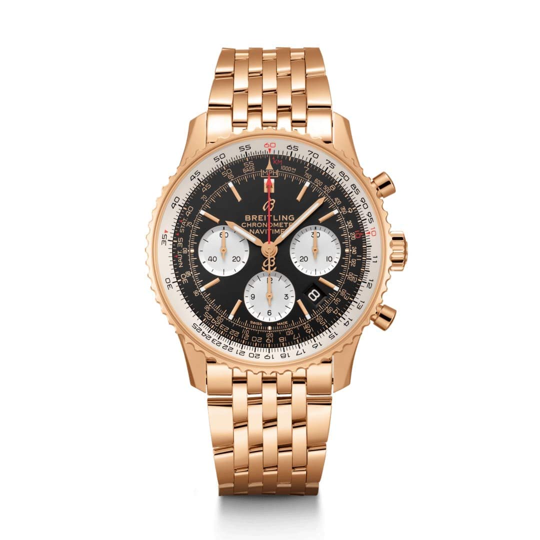 Breitling Solid Rose Gold Navitimer 1 B01 Chronograph 43 Mens Watch