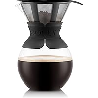 Bodum Pour Over Coffee Maker with Permanent Filter, 1 Liter, 34 Ounce, Black Band