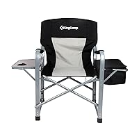KingCamp Heavy Duty Camping Director Chair Outdoor Folding Chairs for Adults Oversized Camp Chair with Side Table, Cooler Bag, Padded Arms, for Fishing Sports Beach Picnic, Iron, Support 330lbs