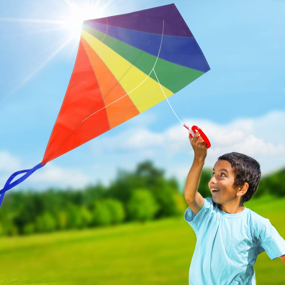 Rainbow Kite Outdoor Baby Toys For Kids Kites without Control Bar and Line kzB0 
