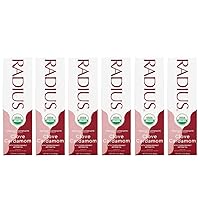 USDA Organic Toothpaste 3oz Non Toxic Chemical-Free Gluten-Free Designed to Improve Gum Health & Prevent Cavity - Clove Cardamom - Pack of 6