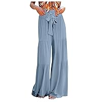 Women's Pants Trendy Casual Fashion All-Match Daily Pleated Wide-Leg Monochrome Trousers Tall Pants Long