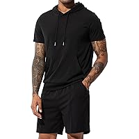 Casey Kevin Men's Tracksuits 2 Piece Sets Hoodie Sweatsuit Short Sleeve Sport Outfits for Men Casual Athletic Sets