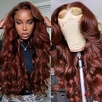 UNICE Reddish Brown 13x4 Lace Front Wig Human Hair 180% Density Bleached Knots for Women Body Wave Copper Red Glueless Human Hair Frontal Wigs Pre Plucked with Baby Hair 20 inch