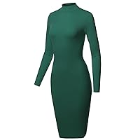 Women's Sexy Long Sleeves High Neck Mini Body-Con Dress - Made in USA