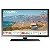 SYLVOX 27-inch RV TV, 12 Volt TV Built-in APP Store and DVD Player, Smart TV Support WiFi Bluetooth, AC/DC Powered, Android System 12V TV for Camper RV or Trailer