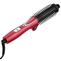 1 inch Travel Hair Curling Iron Brush, Anti-scald Ceramic Tourmaline Ionic Hot Brush, Electric Heated Curling Wands Round Hair Styler Curler Brush, Dual Voltage