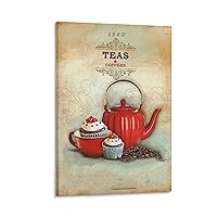 YYTFRDVH Afternoon Tea Promotion Retro Art Poster Decorative Art Poster (2) Canvas Poster Wall Art Decor Living Room Bedroom Printed Picture