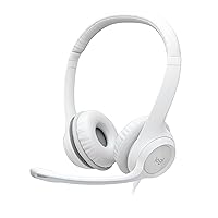Logitech H390 Wired Headset for PC/Laptop, Stereo Headphones with Noise Cancelling Microphone, USB-A, in-Line Controls for Video Meetings, Music, Gaming and Beyond - Off White