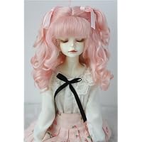 JD187 7-8inch 18-20CM Long Curly Princess Mohair BJD Wigs 1/4 MSD Doll Accessories (Pink)