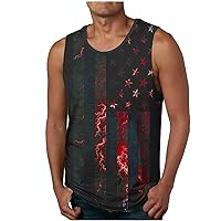 Mens American Flag Tank Tops Patriotic 4th of July Sleeveless Shirt Independence Day USA Workout Tee for Going Out