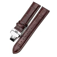 Calfskin Watchband 20mm 22mm 19mm 21mm Leather Watch Strap Stainless Steel Butterfly Buckle