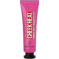 Cheek Heat Gel-Cream Blush Makeup, Lightweight, Breathable Feel, Sheer Flush Of Color, Natural-Looking, Dewy Finish, Oil-Free, Berry Flame, 1 Count