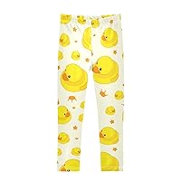 Yellow Rubber Duck Toddler Girls Leggings Stretch Pants Athletic Leggings for Kids Toddler Girls 4-10 Years
