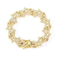 Hip Hop 18k Gold Plated Filled Iced Out AAA+ CZ Lab Simulated Diamond Thorns Cuban Link Chain Bracelet for Men