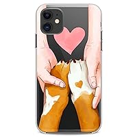 TPU Case Compatible with iPhone 15 14 13 12 11 Pro Max Plus Mini Xs Xr X 8+ 7 6 5 SE Friendship with Dog Print Slim fit Animals Lover Clear Paws Pink Heart Cute Flexible Silicone Design Cute