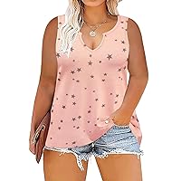 VISLILY Women's-Plus-Size-Tank-Tops Sleeveless Summer V Neck T Shirts Casual Loose Tunics Tee XL-5XL