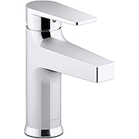 Kohler 74013-4-CP Taut Bathroom Sink Faucet, 1 Hole, Single-Handle Bathroom Faucets with Pop-Up Drain, 1.2 gpm, Polished Chrome