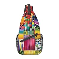 Colorful Collage Cross Chest Bag Diagonally Crossbody Shoulder Bag Travel Backpack Sling Bag for Women Men