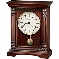 Howard Miller Lewiston Mantel Clock II 549-727 – Hampton Cherry Finish, Vintage Home Decor, Brass Finished Pendulum, Quartz, Dual-Chime Movement, Volume Control