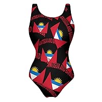 Flag of Antigua and Barbuda One Piece Swimsuit for Women Tummy Control Bathing Suit Slimming Backless Swimwear