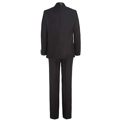 Calvin Klein Boys' 2-Piece Formal Tuxedo Suit Set, Includes Jacket & Dress Pants, Satin Trim Detailing & Functional Pockets
