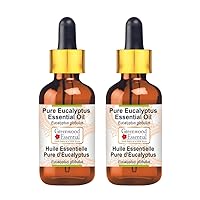 Pure Eucalyptus Essential Oil (Eucalyptus globulus) with Glass Dropper Steam Distilled (Pack of Two) 100ml X 2 (6.76 oz)