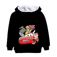 Unisex Kids Winter Full-zip Lightning McQueen Graphic Sweatshirts Fleece Liner Hooded Jackets Coats for Boys Girls