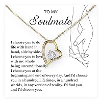 To My Soulmate Gifts For Her Birthday Or Any Occasion, Forever Love Necklaces For My Girlfriend Or Wife, Love Of My Life Gifts For Women With Soulmate Jewelry Gift With Message Card And Luxurious Box