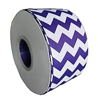 57mm Printed Chevron Swirls Waves Pattern Grosgrain Ribbon 5 Yards for DIY Handmade Hair Bow Accessories and Festival Wedding Party Birthday Decoration (Printed, Purple)