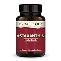 Dr. Mercola Astaxanthin, 30 Servings (30 Capsules), Dietary Supplement, 4 mg Per Capsule, Provides Antioxidant Power for Overall Health, Non-GMO