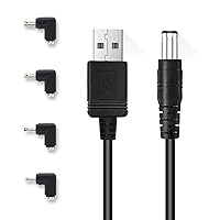 MEROM Universal 5V DC Power Cable, USB to DC 5.5x2.1mm Charging Cord Plug  with 8 Connector Tips(5.5x2.5, 4.8x1.7, 4.0x1.7, 3.5x1.35, 2.5x0.7, Micro