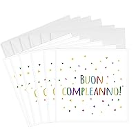 3dRose Greeting Cards - Buon compleanno - Happy Birthday in Italian colorful rainbow text - 6 Pack - Many Different Languages