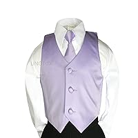 Unotux 2pc Boys Satin Lilac Vest and Necktie Set from Baby to Teen
