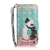 MojieRy Phone Cover Wallet Folio Case for ONEPLUS 10 PRO, Premium PU Leather Slim Fit Cover, 2 Card Slots, Fitting Cover, Black & White Cats