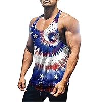 American Flag Golf Shirt Running Tank top Men White Men's Muscle Shirts Mens Workout Shirts Long Torso Gym Tops Men