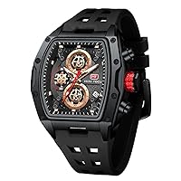 Men's Fashion Sport Wrist Watch Waterproof Chronograph Unique Casual Luminous Watches Analog Quartz Date with Silicon Band Gift for Men