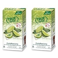 TRUE LIME Water Enhancer, Bulk Dispenser Pack, 0 Calorie Drink Mix Packets, Sugar Free Flavoring Powder, Water Flavo Made with Real Limes, 100 Count (Pack of 2)