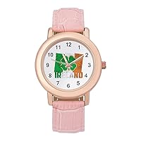 Irish Flag Women Watch PU Leather Strap Ladies Analog Quartz Wristwatch