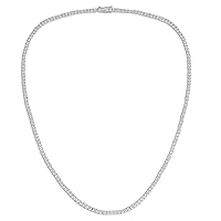 Tennis Necklace 925 Sterling Silver| 3mm-6mm Cubic Zirconia Round Cut Faux Diamond Tennis Chain for Women and Men 16-24inches