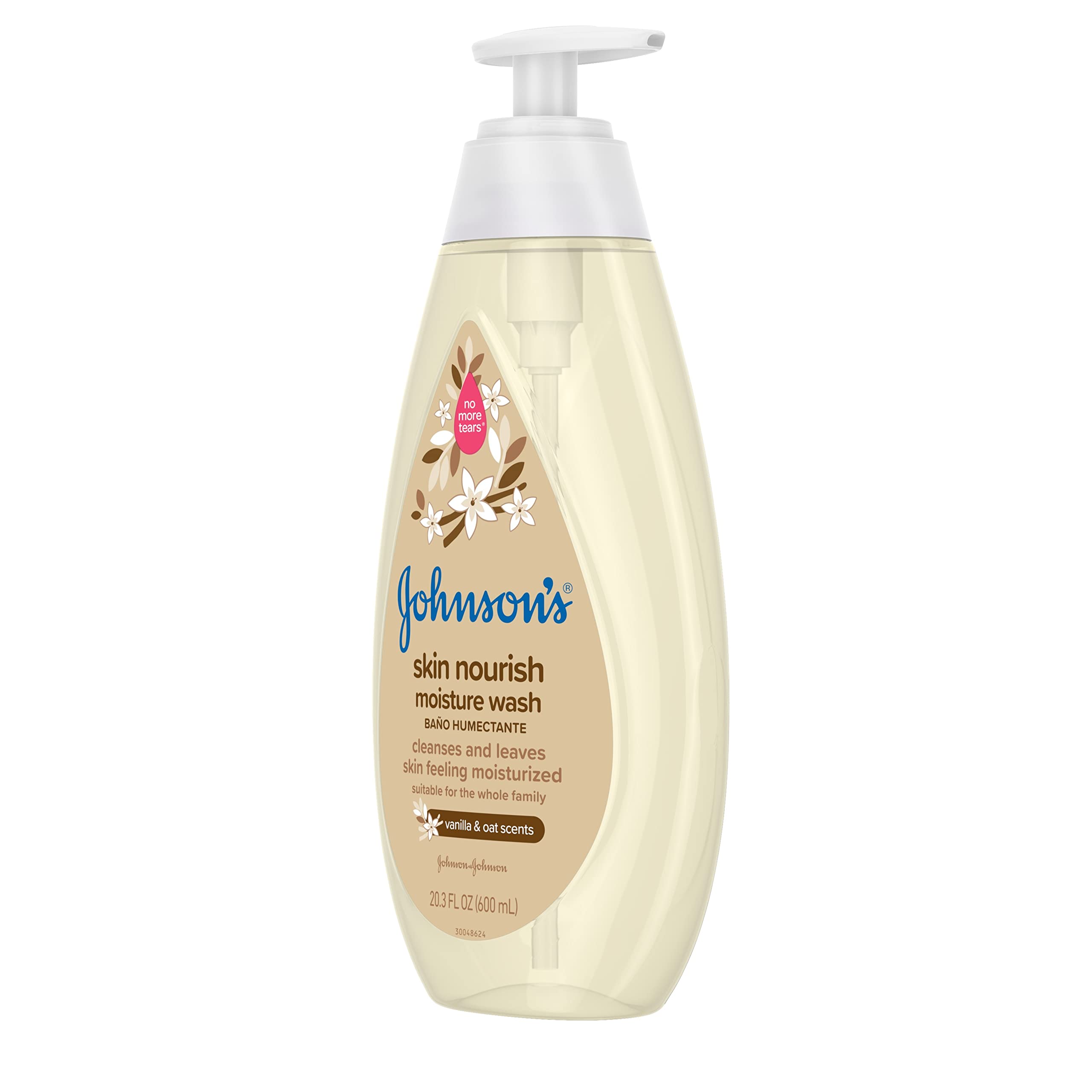 Johnson's Skin Nourishing Moisture Baby Body Wash With Vanilla & Oat Scents, Hypoallergenic & Tear Free Baby Bath Wash, Paraben-, Dye-, Sulfate & Phthalate-Free, 20.3 fl. oz